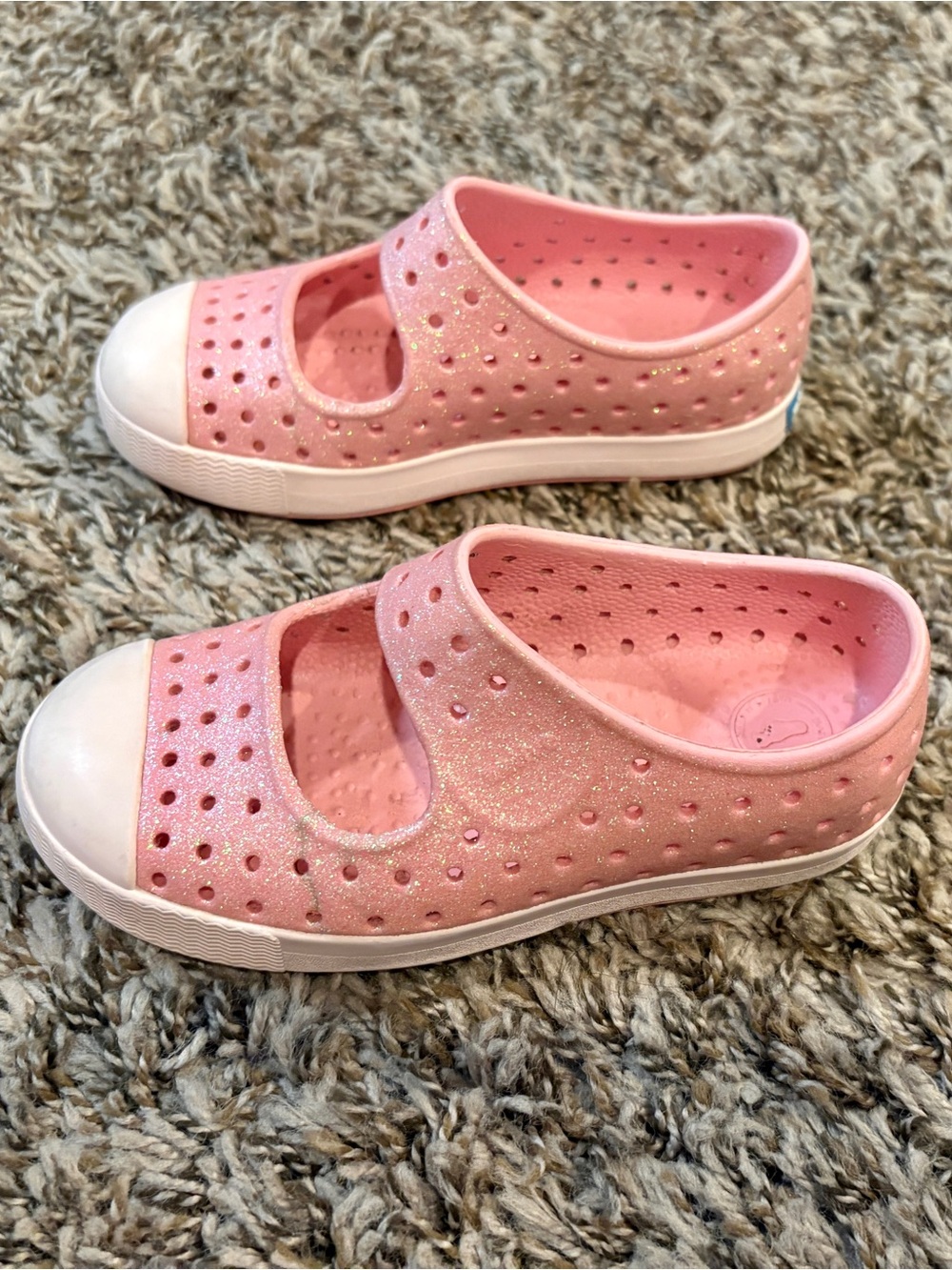 Native Jefferson Child Pink Glitter Shoes Toddler Girls Size 9